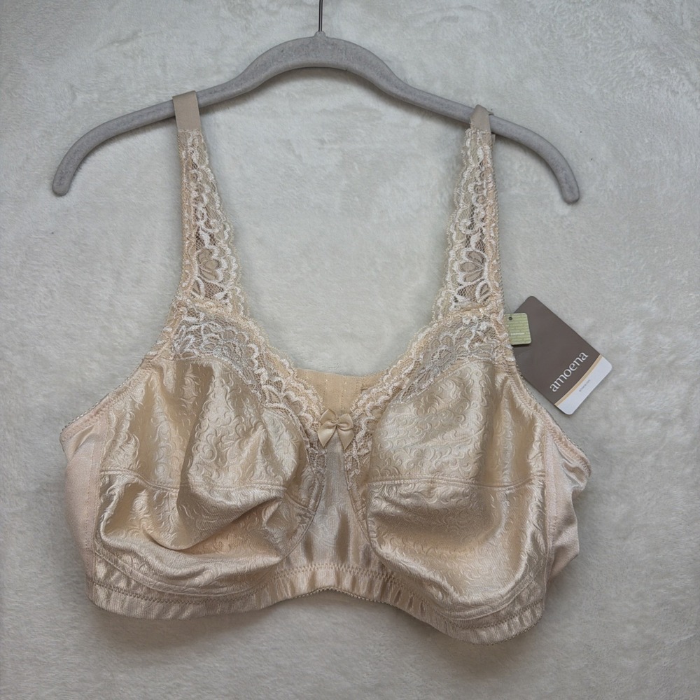 Amoena Mastectomy Bra Womens‎ Beige Pocketed Post Surgery Wirefree Comfort